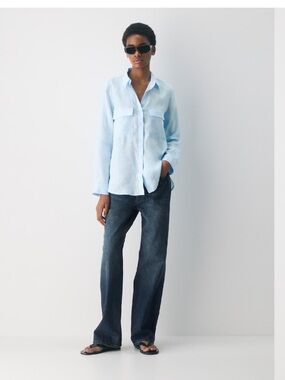 Light Blue Linen utility shirt